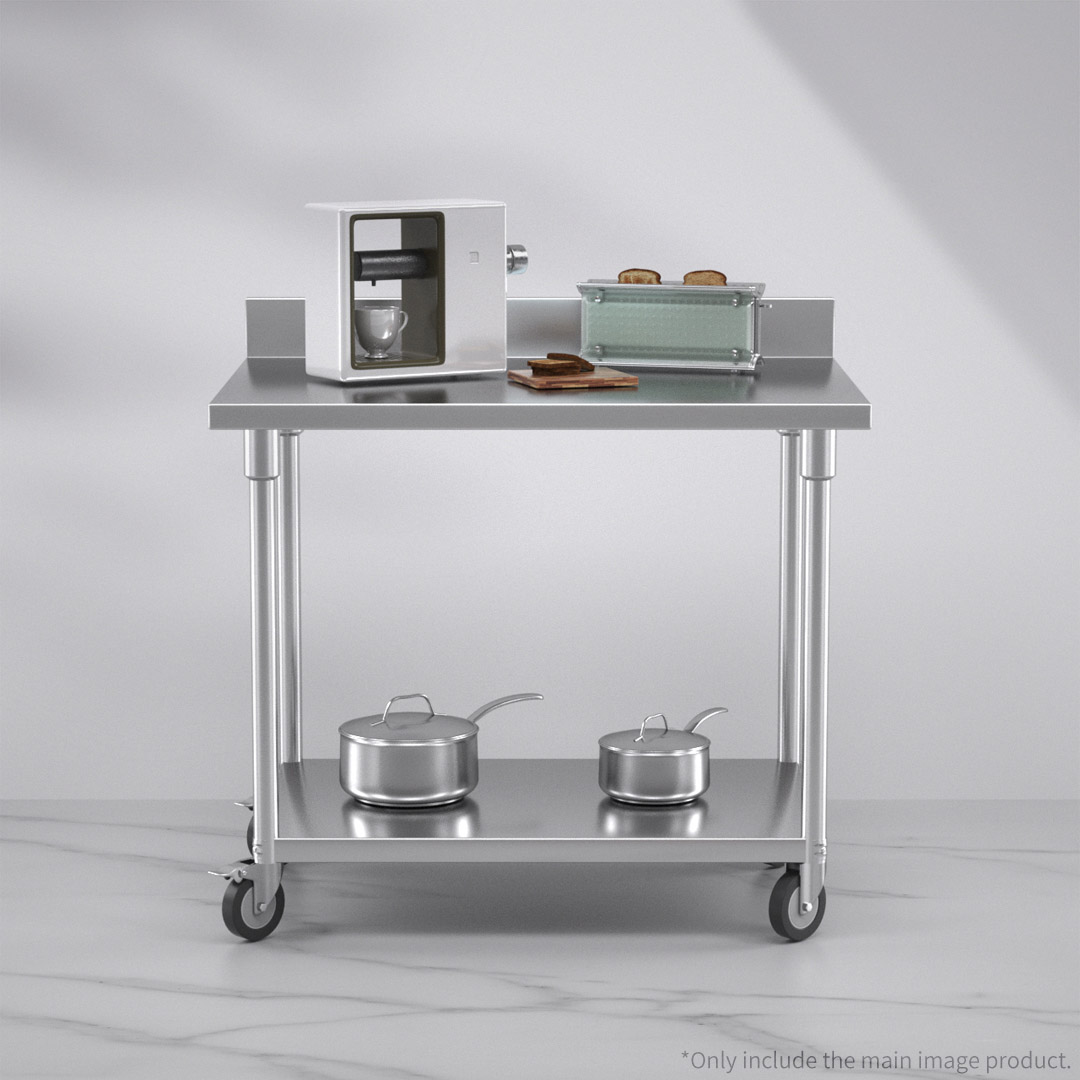 Soga 100Cm Commercial Catering Kitchen Stainless Steel Prep Work Bench Table With Backsplash And Caster Wheels, Furniture, Kitchen &Amp; Dining Room Furniture, Buffets, Sideboards &Amp; Kitchen Islands, , ,  - Nz Depot 4