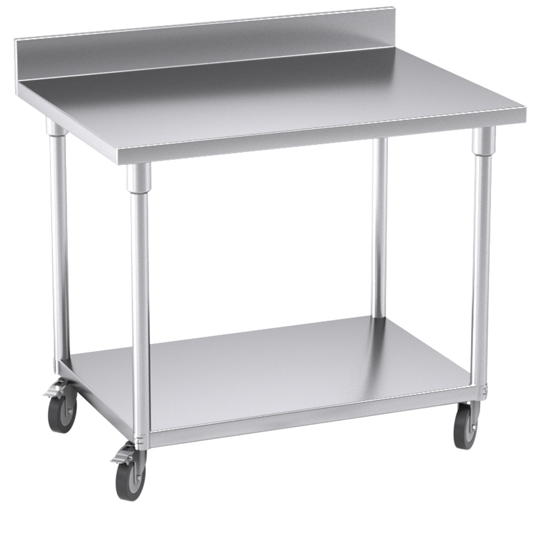 Soga 100Cm Commercial Catering Kitchen Stainless Steel Prep Work Bench Table With Backsplash And Caster Wheels, Furniture, Kitchen &Amp; Dining Room Furniture, Buffets, Sideboards &Amp; Kitchen Islands, , ,  - Nz Depot 1