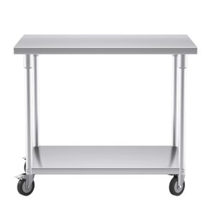 SOGA 100cm Commercial Catering Kitchen Stainless Steel Prep Work Bench Table with Wheels, furniture, kitchen & dining room furniture, buffets, sideboards & kitchen islands, , ,  - NZ DEPOT 2