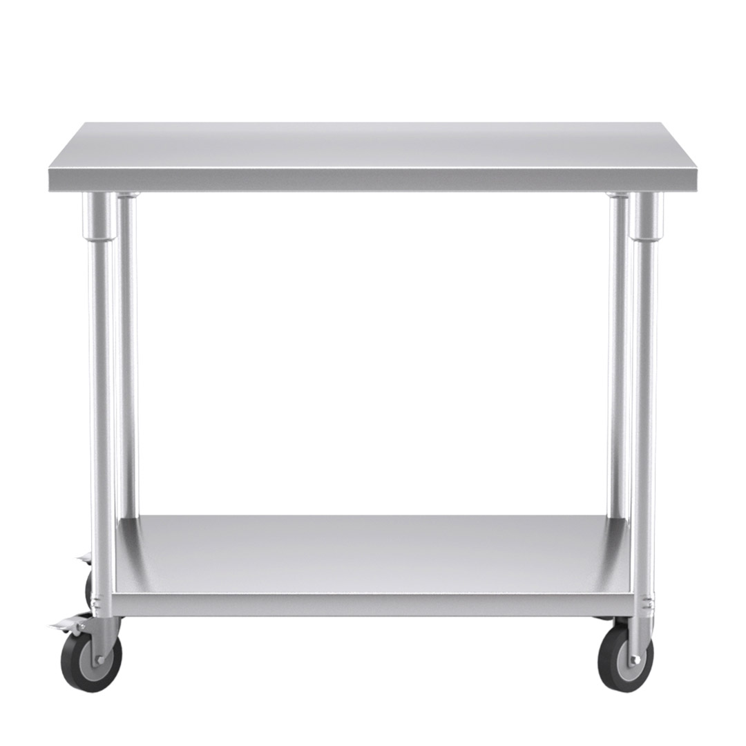 Soga 100Cm Commercial Catering Kitchen Stainless Steel Prep Work Bench Table With Wheels, Furniture, Kitchen &Amp; Dining Room Furniture, Buffets, Sideboards &Amp; Kitchen Islands, , ,  - Nz Depot 2