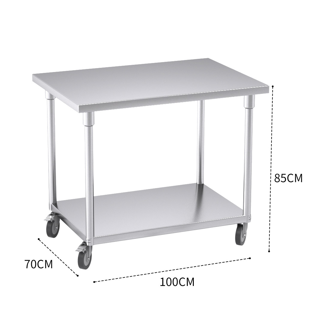 Soga 100Cm Commercial Catering Kitchen Stainless Steel Prep Work Bench Table With Wheels, Furniture, Kitchen &Amp; Dining Room Furniture, Buffets, Sideboards &Amp; Kitchen Islands, , ,  - Nz Depot 3