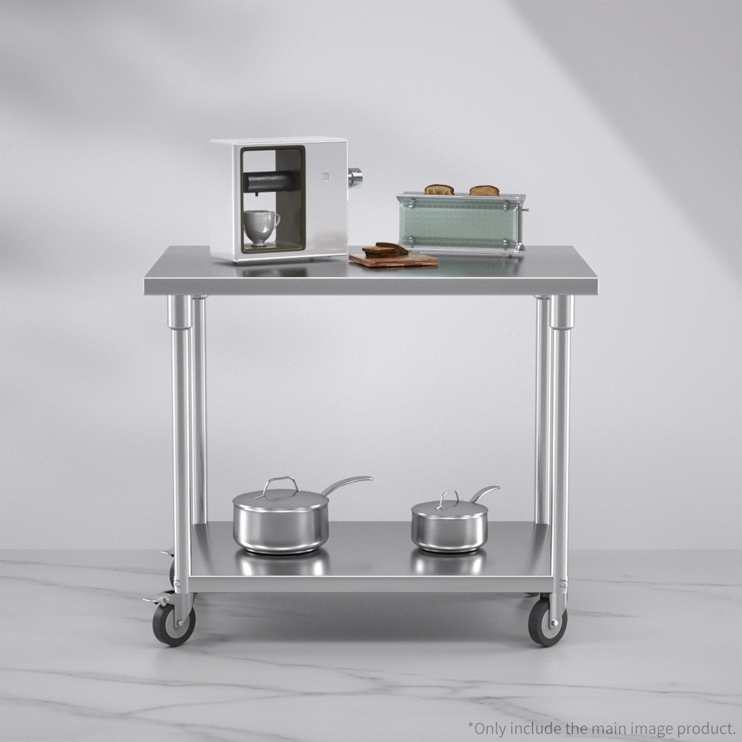 Soga 100Cm Commercial Catering Kitchen Stainless Steel Prep Work Bench Table With Wheels, Furniture, Kitchen &Amp; Dining Room Furniture, Buffets, Sideboards &Amp; Kitchen Islands, , ,  - Nz Depot 4