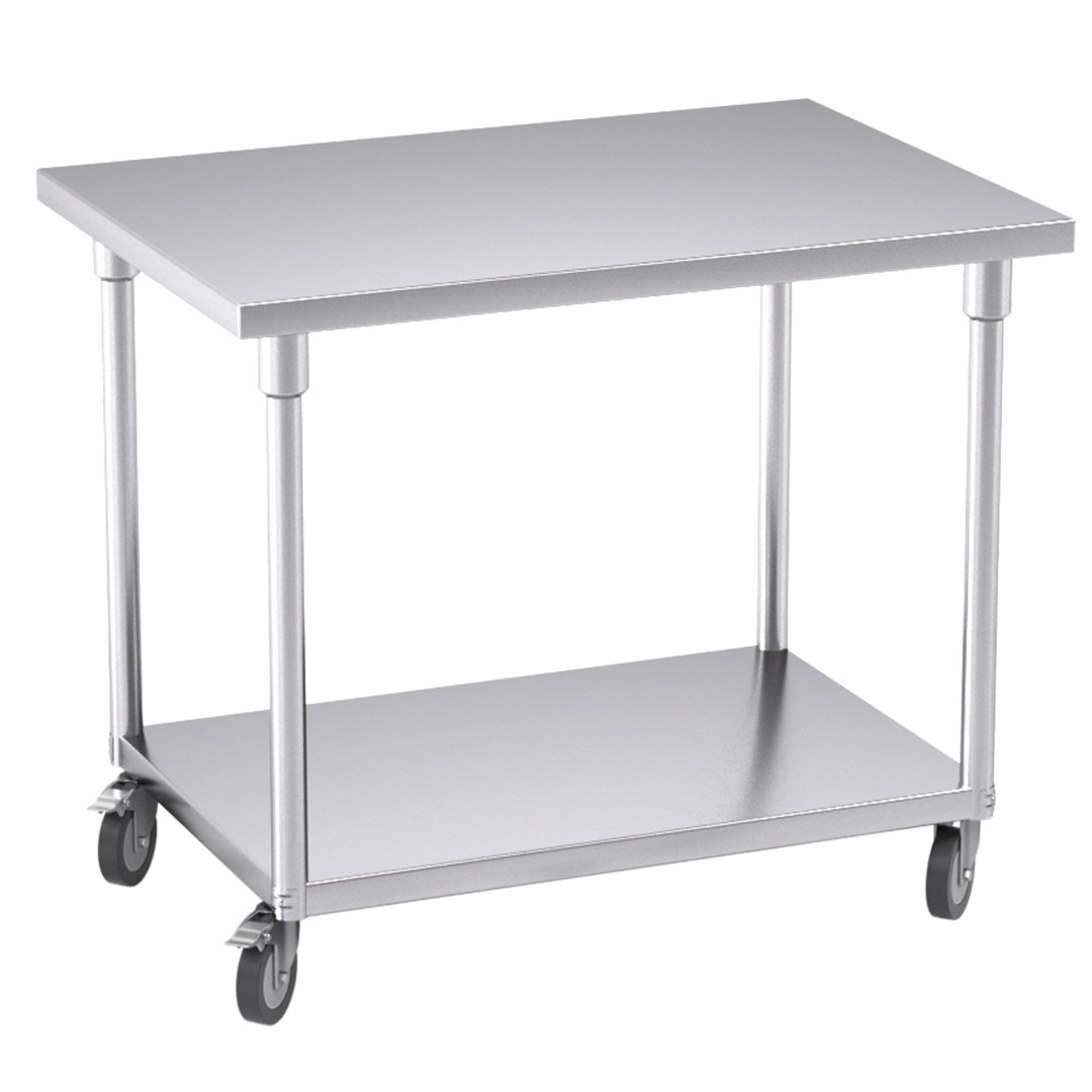 Soga 100Cm Commercial Catering Kitchen Stainless Steel Prep Work Bench Table With Wheels, Furniture, Kitchen &Amp; Dining Room Furniture, Buffets, Sideboards &Amp; Kitchen Islands, , ,  - Nz Depot 1