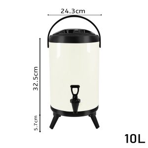 SOGA 10L Stainless Steel Insulated Milk Tea Barrel Hot and Cold Beverage Dispenser Container with Faucet White, Home & Living, Kitchen & Dining, Barware, Spirit Dispensers, ,  - NZ DEPOT 2