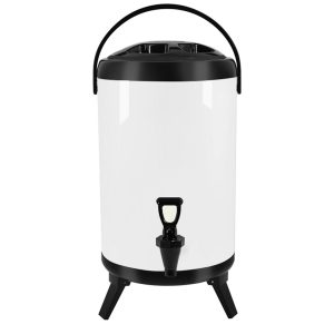 SOGA 10L Stainless Steel Insulated Milk Tea Barrel Hot and Cold Beverage Dispenser Container with Faucet White NZ DEPOT