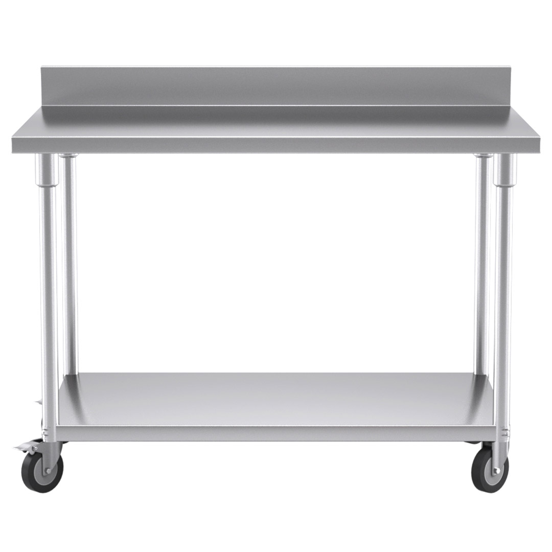 Soga 120Cm Commercial Catering Kitchen Stainless Steel Prep Work Bench Table With Backsplash And Caster Wheels, Furniture, Kitchen &Amp; Dining Room Furniture, Buffets, Sideboards &Amp; Kitchen Islands, , ,  - Nz Depot 2