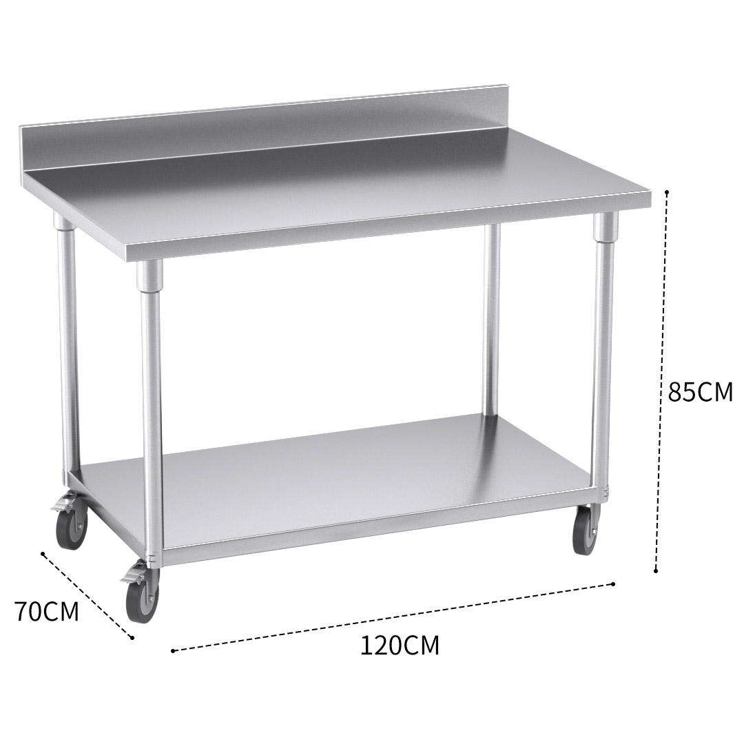 Soga 120Cm Commercial Catering Kitchen Stainless Steel Prep Work Bench Table With Backsplash And Caster Wheels, Furniture, Kitchen &Amp; Dining Room Furniture, Buffets, Sideboards &Amp; Kitchen Islands, , ,  - Nz Depot 3