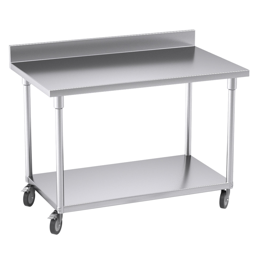 Soga 120Cm Commercial Catering Kitchen Stainless Steel Prep Work Bench Table With Backsplash And Caster Wheels, Furniture, Kitchen &Amp; Dining Room Furniture, Buffets, Sideboards &Amp; Kitchen Islands, , ,  - Nz Depot 1