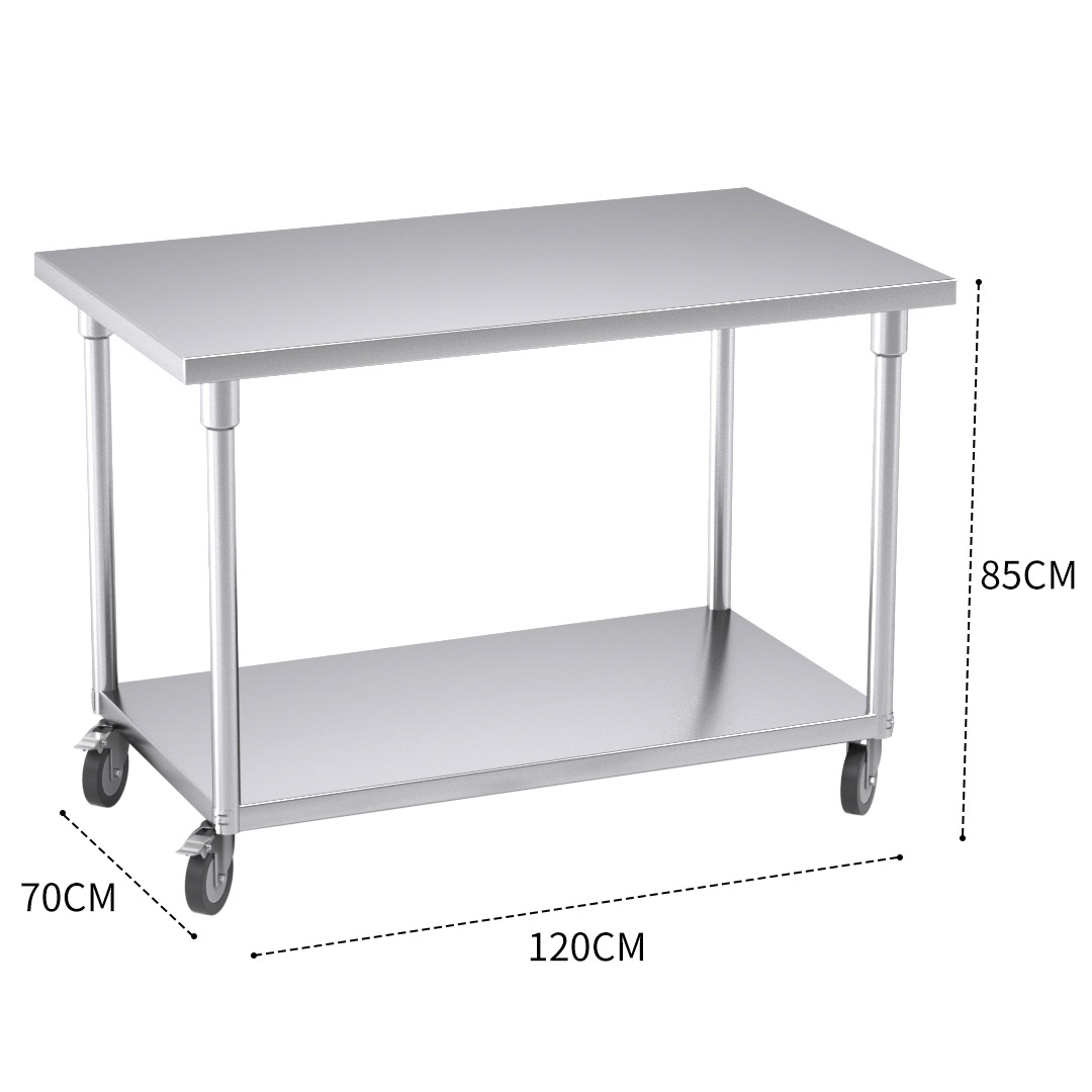 Soga 120Cm Commercial Catering Kitchen Stainless Steel Prep Work Bench Table With Wheels, Furniture, Kitchen &Amp; Dining Room Furniture, Buffets, Sideboards &Amp; Kitchen Islands, , ,  - Nz Depot 3