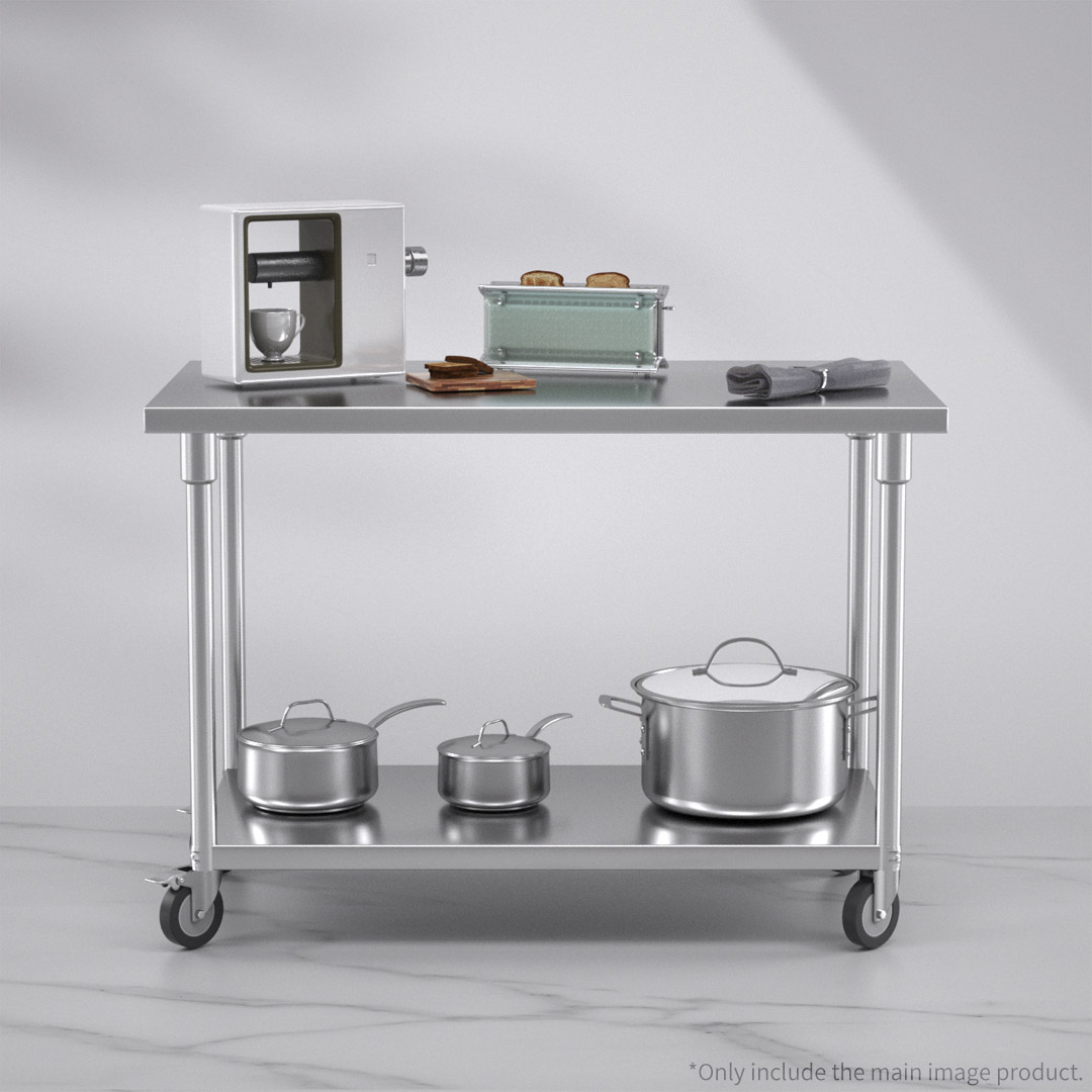 Soga 120Cm Commercial Catering Kitchen Stainless Steel Prep Work Bench Table With Wheels, Furniture, Kitchen &Amp; Dining Room Furniture, Buffets, Sideboards &Amp; Kitchen Islands, , ,  - Nz Depot 4