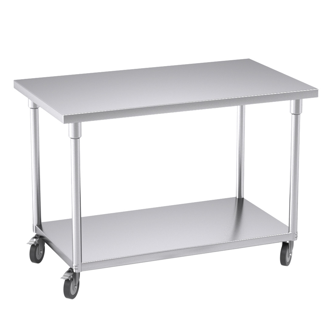 Soga 120Cm Commercial Catering Kitchen Stainless Steel Prep Work Bench Table With Wheels, Furniture, Kitchen &Amp; Dining Room Furniture, Buffets, Sideboards &Amp; Kitchen Islands, , ,  - Nz Depot 1