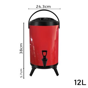 SOGA 12L Stainless Steel Insulated Milk Tea Barrel Hot and Cold Beverage Dispenser Container with Faucet Red, Home & Living, Kitchen & Dining, Barware, Spirit Dispensers, ,  - NZ DEPOT 2