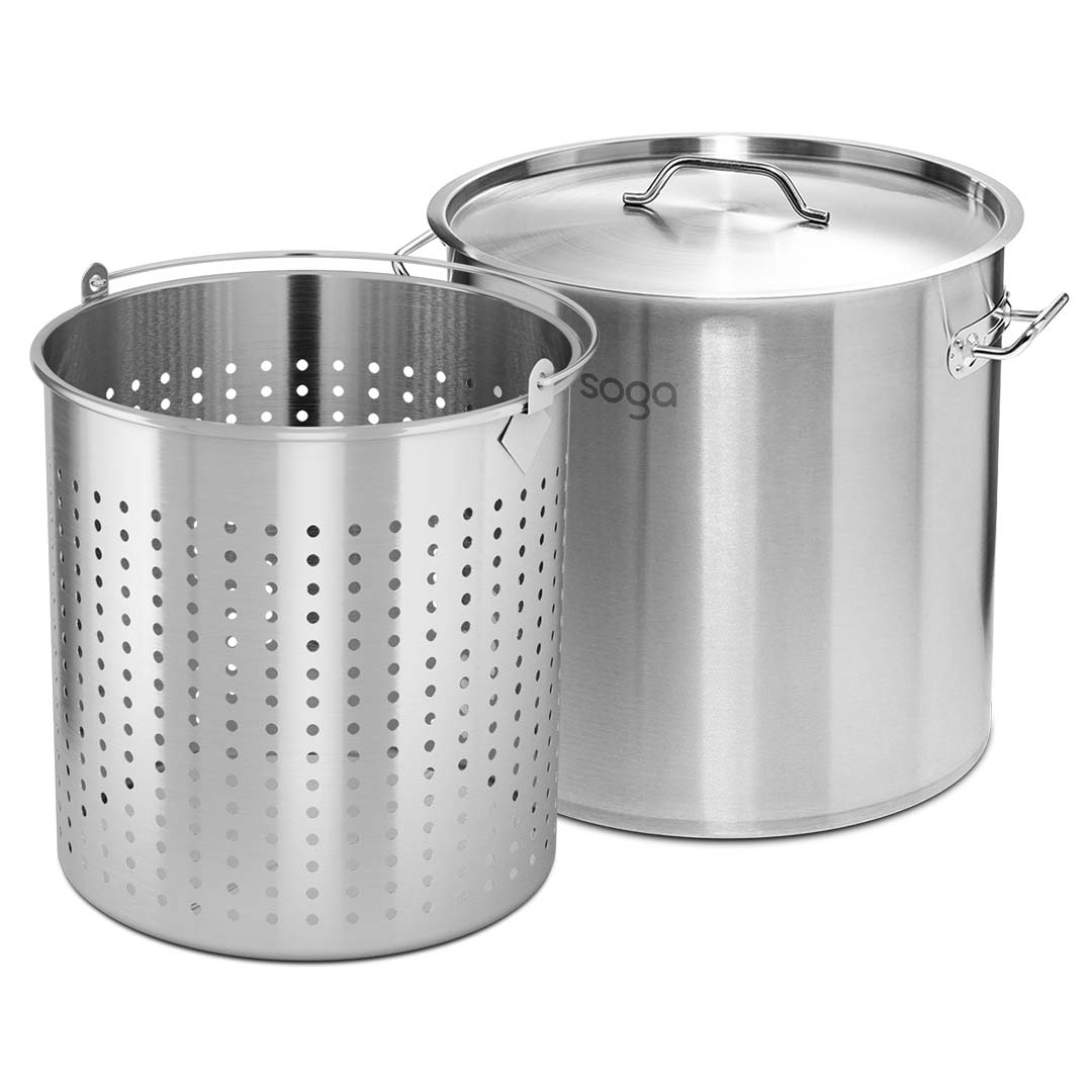 Soga 130L 18/10 Stainless Steel Stockpot With Perforated Stock Pot Basket Pasta Strainer, Home &Amp; Living, Kitchen &Amp; Dining, Cookware, Stock &Amp; Multi Pots, ,  - Nz Depot 1