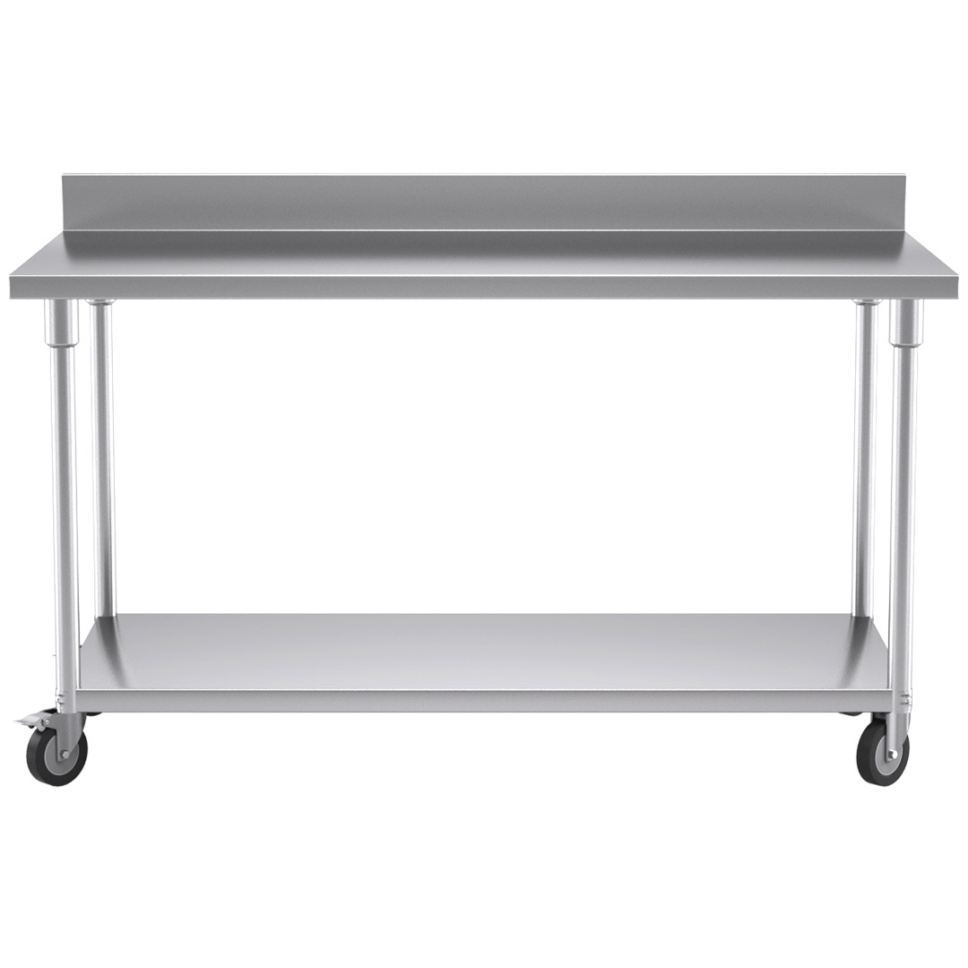 Soga 150Cm Commercial Catering Kitchen Stainless Steel Prep Work Bench Table With Backsplash And Caster Wheels, Furniture, Kitchen &Amp; Dining Room Furniture, Buffets, Sideboards &Amp; Kitchen Islands, , ,  - Nz Depot 2