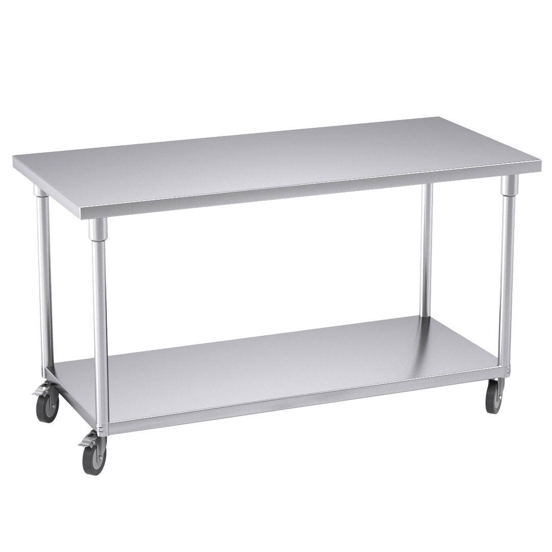 Soga 150Cm Commercial Catering Kitchen Stainless Steel Prep Work Bench Table With Wheels, Furniture, Kitchen &Amp; Dining Room Furniture, Buffets, Sideboards &Amp; Kitchen Islands, , ,  - Nz Depot 1