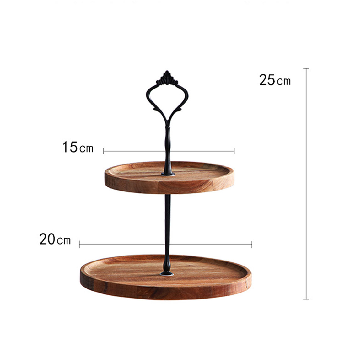 Soga 15Cm 2 Tier Brown Round Wooden Acacia Dessert Tray Cake Snacks Cupcake Stand Buffet Serving Countertop Decor, Kitchenware, Table Top, Servingware, Servingware Platter, ,  - Nz Depot 2