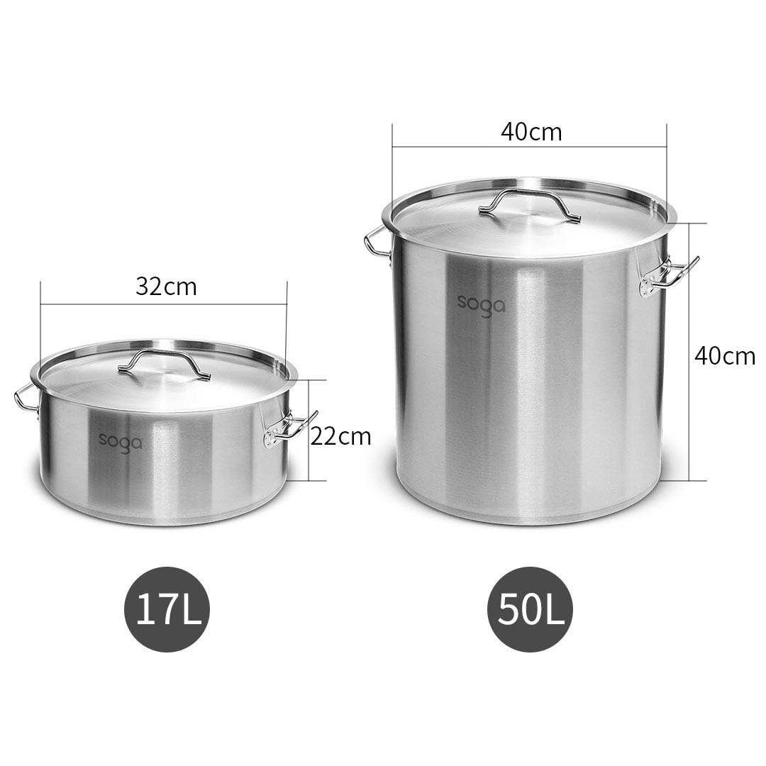 Soga 17L Wide Stock Pot And 50L Tall Top Grade Thick Stainless Steel Stockpot 18/10, Home &Amp; Living, Kitchen &Amp; Dining, Cookware, Stock &Amp; Multi Pots, ,  - Nz Depot 5