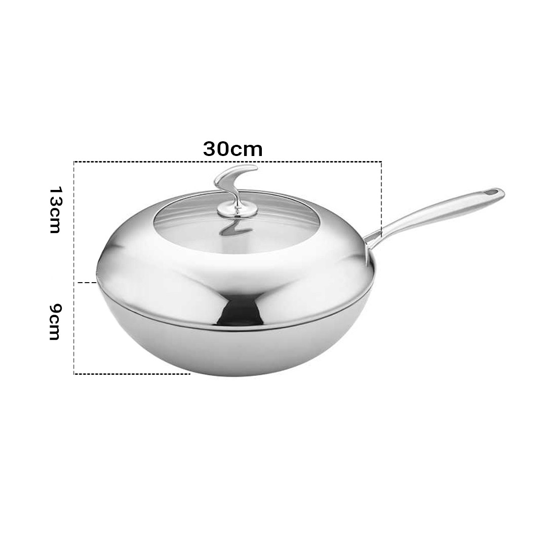 Soga 18/10 Stainless Steel Fry Pan 30Cm Frying Pan Top Grade Cooking Non Stick Interior Skillet With Lid, Home &Amp; Living, Kitchen &Amp; Dining, Cookware, Frying Pans, ,  - Nz Depot 2