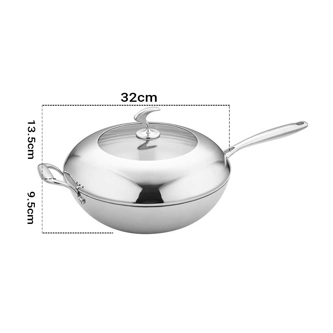 Soga 18/10 Stainless Steel Fry Pan 32Cm Frying Pan Top Grade Non Stick Interior Skillet With Helper Handle And Lid, Home &Amp; Living, Kitchen &Amp; Dining, Cookware, Frying Pans, ,  - Nz Depot 2