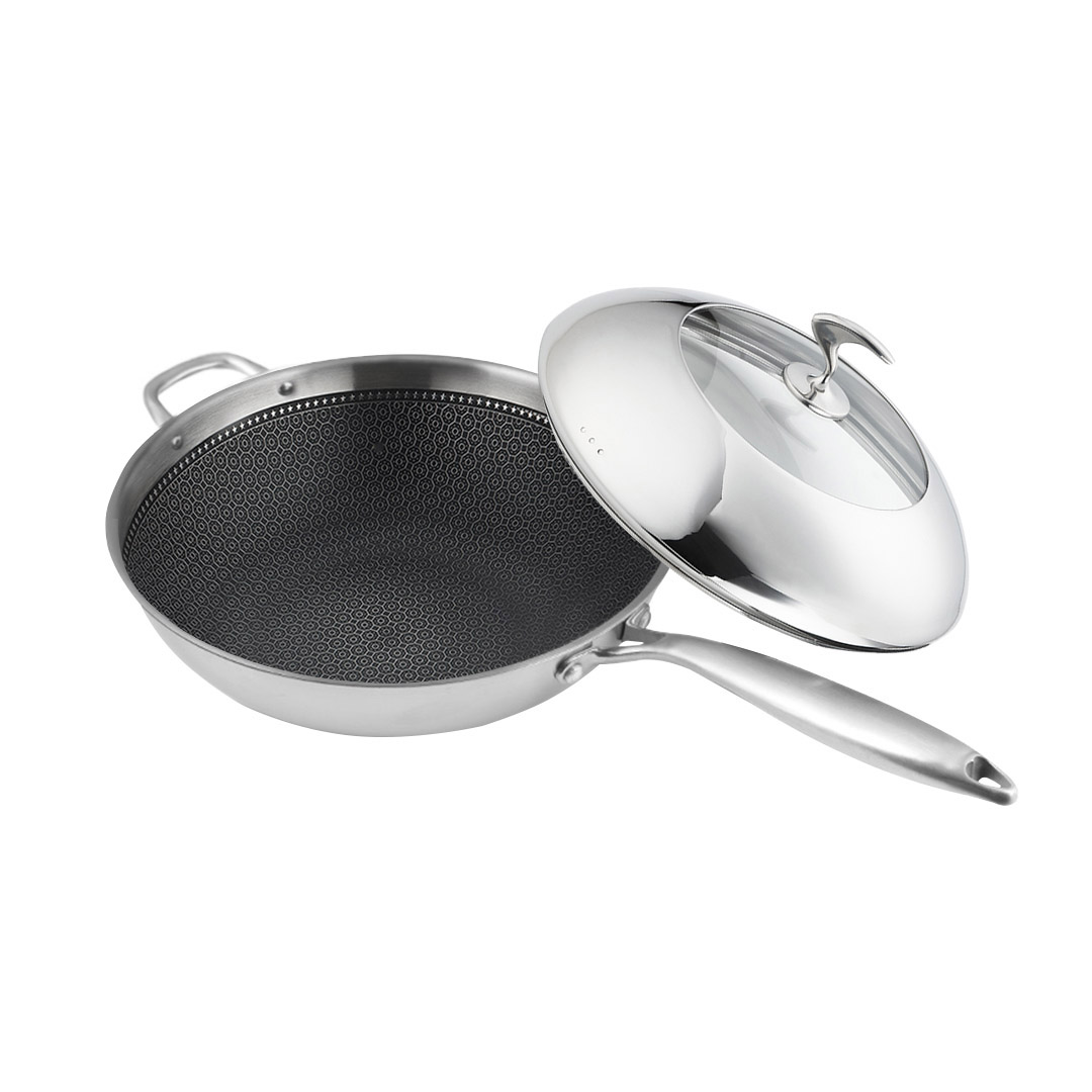 Soga 18/10 Stainless Steel Fry Pan 32Cm Frying Pan Top Grade Non Stick Interior Skillet With Helper Handle And Lid, Home &Amp; Living, Kitchen &Amp; Dining, Cookware, Frying Pans, ,  - Nz Depot 1