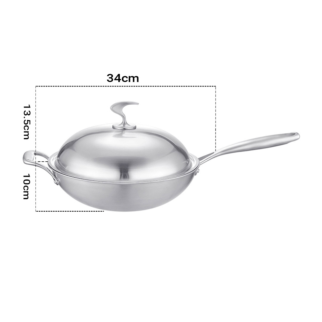 Soga 18/10 Stainless Steel Fry Pan 34Cm Frying Pan Top Grade Skillet With Helper Handle And Lid, Home &Amp; Living, Kitchen &Amp; Dining, Cookware, Frying Pans, ,  - Nz Depot 2