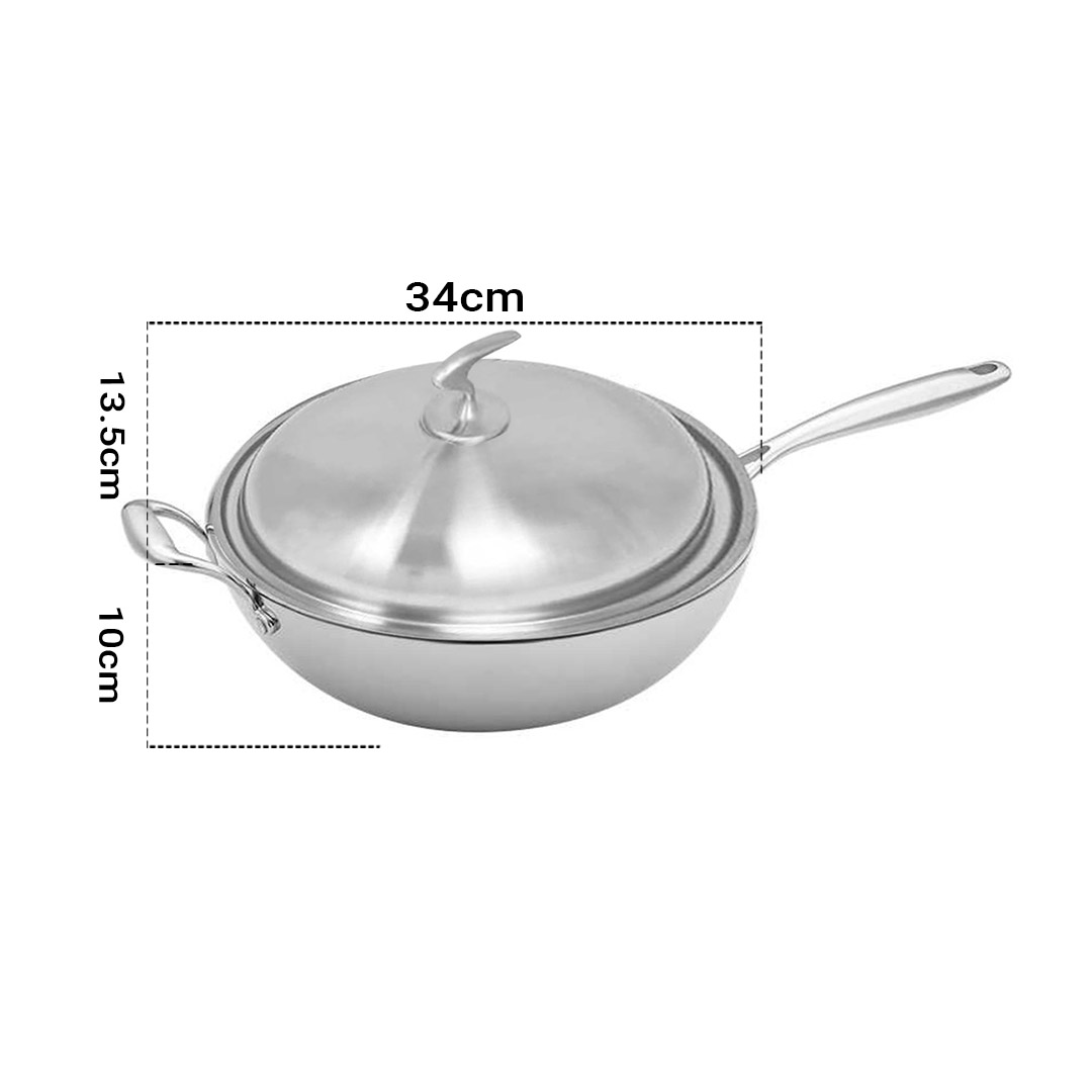 Soga 18/10 Stainless Steel Fry Pan 34Cm Frying Pan Top Grade Textured Non Stick Interior Skillet With Helper Handle And Lid, Home &Amp; Living, Kitchen &Amp; Dining, Cookware, Frying Pans, ,  - Nz Depot 2