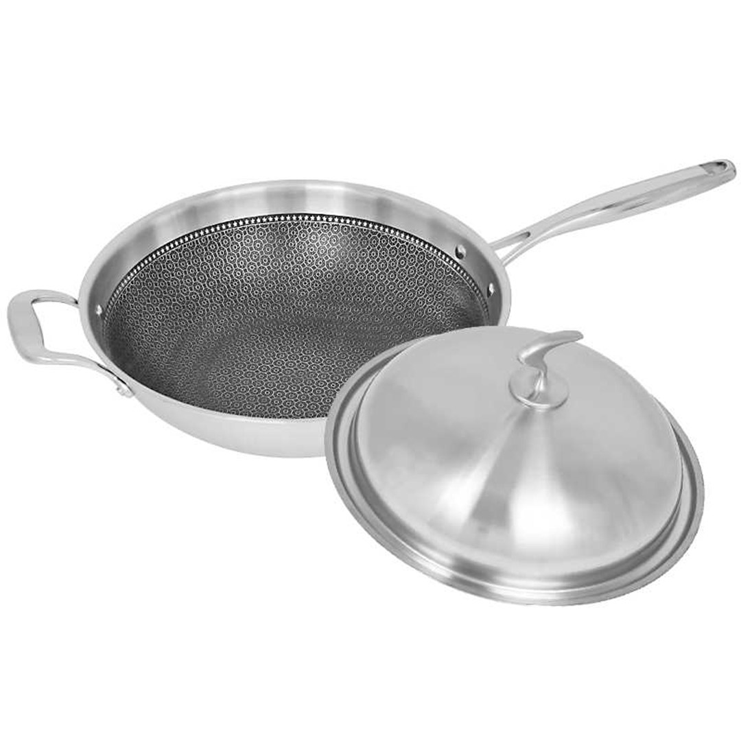 Soga 18/10 Stainless Steel Fry Pan 34Cm Frying Pan Top Grade Textured Non Stick Interior Skillet With Helper Handle And Lid, Home &Amp; Living, Kitchen &Amp; Dining, Cookware, Frying Pans, ,  - Nz Depot 3