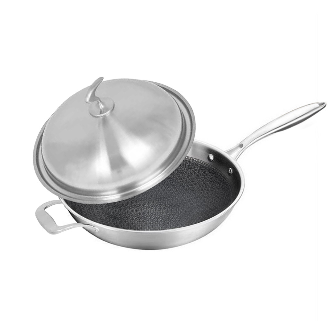 Soga 18/10 Stainless Steel Fry Pan 34Cm Frying Pan Top Grade Textured Non Stick Interior Skillet With Helper Handle And Lid, Home &Amp; Living, Kitchen &Amp; Dining, Cookware, Frying Pans, ,  - Nz Depot 4