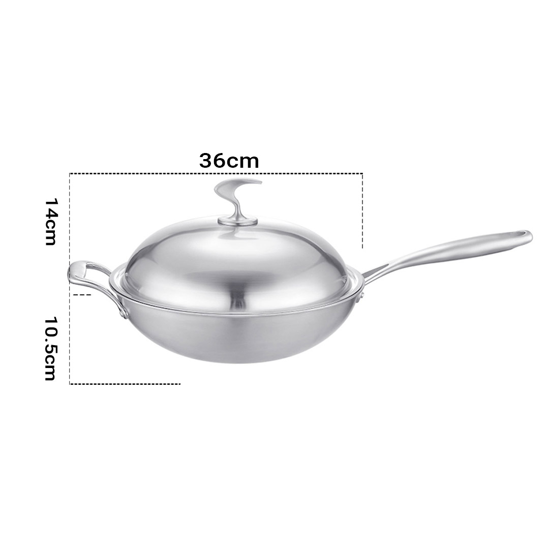 SOGA 18/10 Stainless Steel Fry Pan 36cm Frying Pan Top Grade Skillet with Helper Handle and Lid, home & living, kitchen & dining, cookware, frying pans, ,  - NZ DEPOT 2