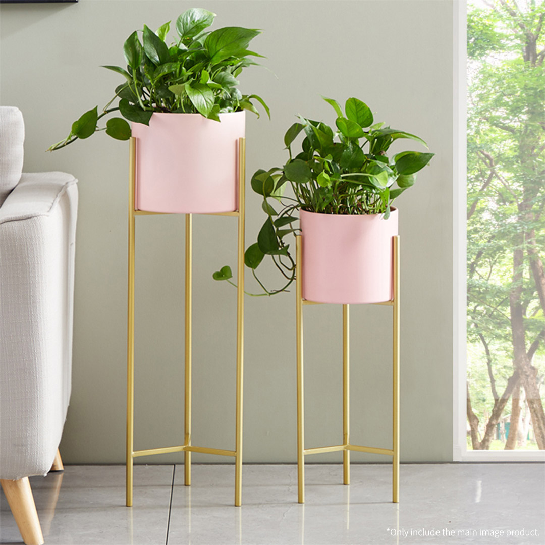 Soga 2 Layer 42Cm Gold Metal Plant Stand With Pink Flower Pot Holder Corner Shelving Rack Indoor Display, Home &Amp; Living, Home Decor, Indoor Pots, Planters And Plant Stands, , ,  - Nz Depot 7