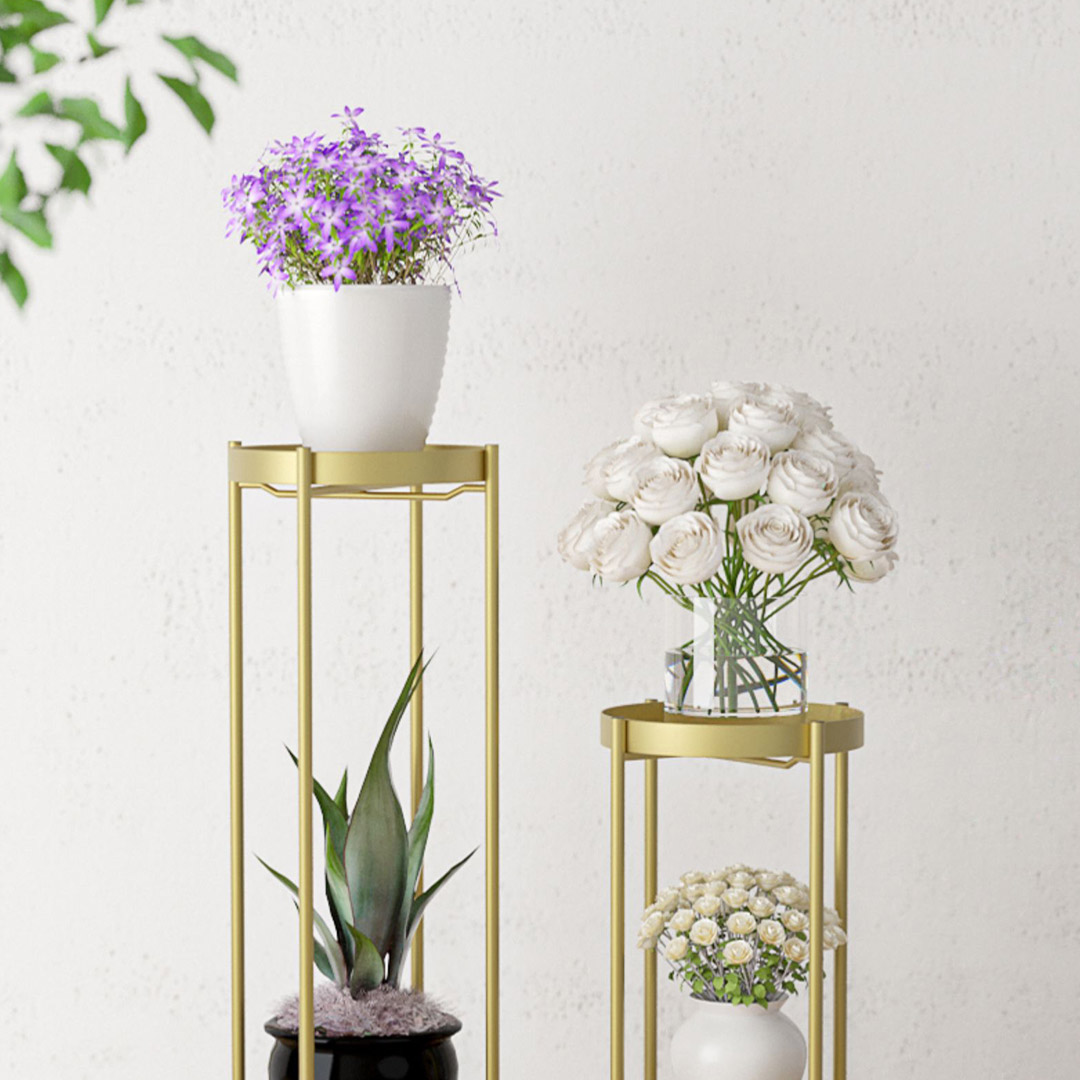 SOGA 2 Layer 50cm Gold Metal Plant Stand Flower Pot Holder Corner Shelving Rack Indoor Display, Home & Living, Home Decor, Indoor Pots, Planters and Plant Stands, , ,  - NZ DEPOT 3