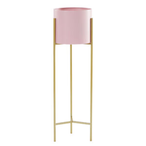 SOGA 2 Layer 60cm Gold Metal Plant Stand with Pink Flower Pot Holder Corner Shelving Rack Indoor Display NZ DEPOT