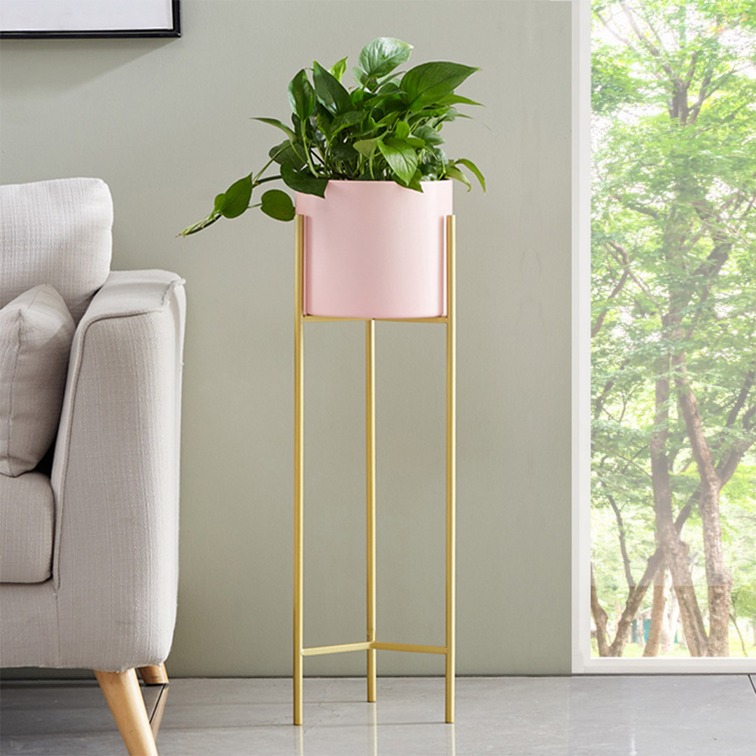 Soga 2 Layer 60Cm Gold Metal Plant Stand With Pink Flower Pot Holder Corner Shelving Rack Indoor Display, Home &Amp; Living, Home Decor, Indoor Pots, Planters And Plant Stands, , ,  - Nz Depot 6