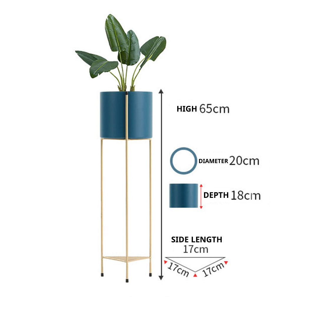 Soga 2 Layer 65Cm Gold Metal Plant Stand With Blue Flower Pot Holder Corner Shelving Rack Indoor Display, Home &Amp; Living, Home Decor, Indoor Pots, Planters And Plant Stands, , ,  - Nz Depot 2