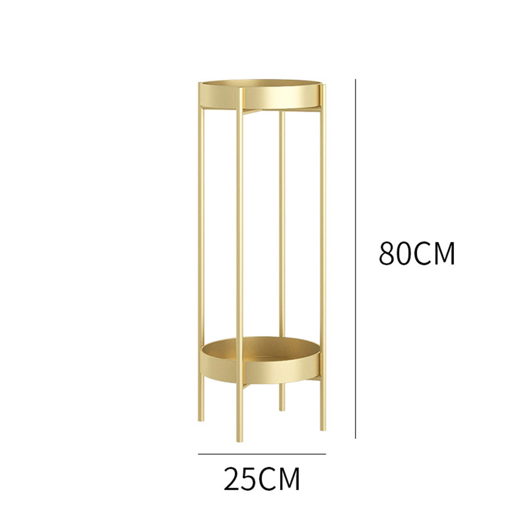 SOGA 2 Layer 80cm Gold Metal Plant Stand Flower Pot Holder Corner Shelving Rack Indoor Display, Home & Living, Home Decor, Indoor Pots, Planters and Plant Stands, , ,  - NZ DEPOT 2