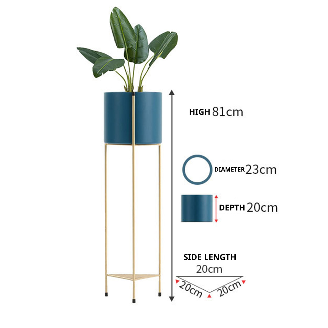 Soga 2 Layer 81Cm Gold Metal Plant Stand With Blue Flower Pot Holder Corner Shelving Rack Indoor Display, Home &Amp; Living, Home Decor, Indoor Pots, Planters And Plant Stands, , ,  - Nz Depot 2