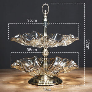 SOGA 2 Tier Bronze Lotus Vertex Crystal Glass Fruit Bowl Candy Holder Countertop Dessert Serving Basket Decor, Kitchenware, Food Preperation, Food Prep, Cleaning & Organising, ,  - NZ DEPOT 2