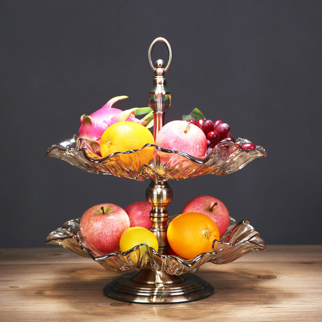 Soga 2 Tier Bronze Lotus Vertex Crystal Glass Fruit Bowl Candy Holder Countertop Dessert Serving Basket Decor, Kitchenware, Food Preperation, Food Prep, Cleaning &Amp; Organising, ,  - Nz Depot 3