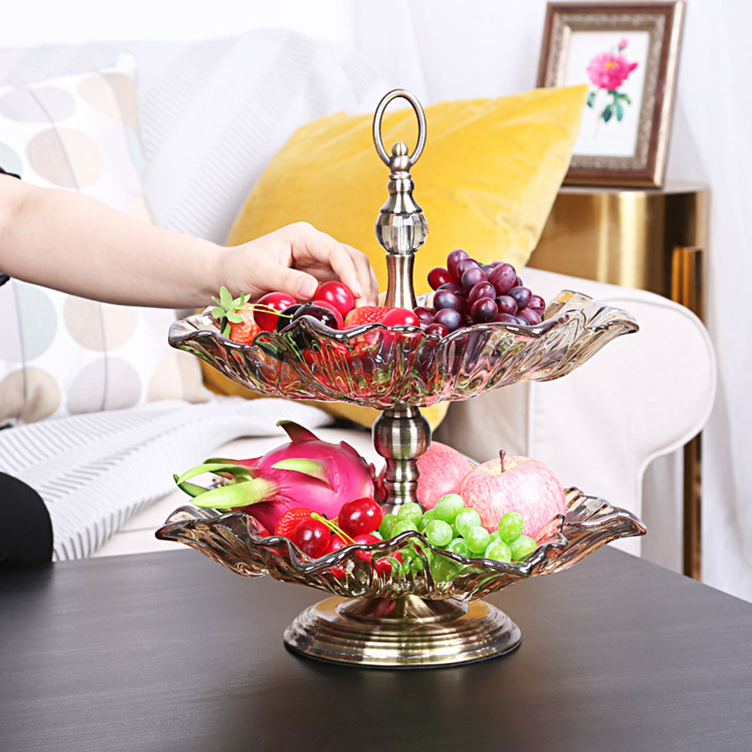 Soga 2 Tier Bronze Lotus Vertex Crystal Glass Fruit Bowl Candy Holder Countertop Dessert Serving Basket Decor, Kitchenware, Food Preperation, Food Prep, Cleaning &Amp; Organising, ,  - Nz Depot 5