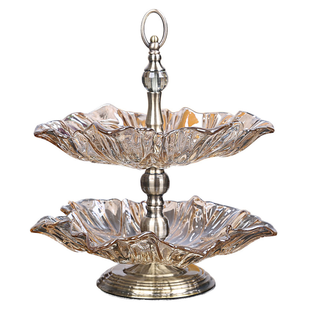 Soga 2 Tier Bronze Lotus Vertex Crystal Glass Fruit Bowl Candy Holder Countertop Dessert Serving Basket Decor, Kitchenware, Food Preperation, Food Prep, Cleaning &Amp; Organising, ,  - Nz Depot 1