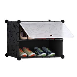 Soga 2 Tier Shoe Rack Organizer Sneaker Footwear Storage Stackable Stand Cabinet Portable Wardrobe With Cover Nz Depot - Nz Depot