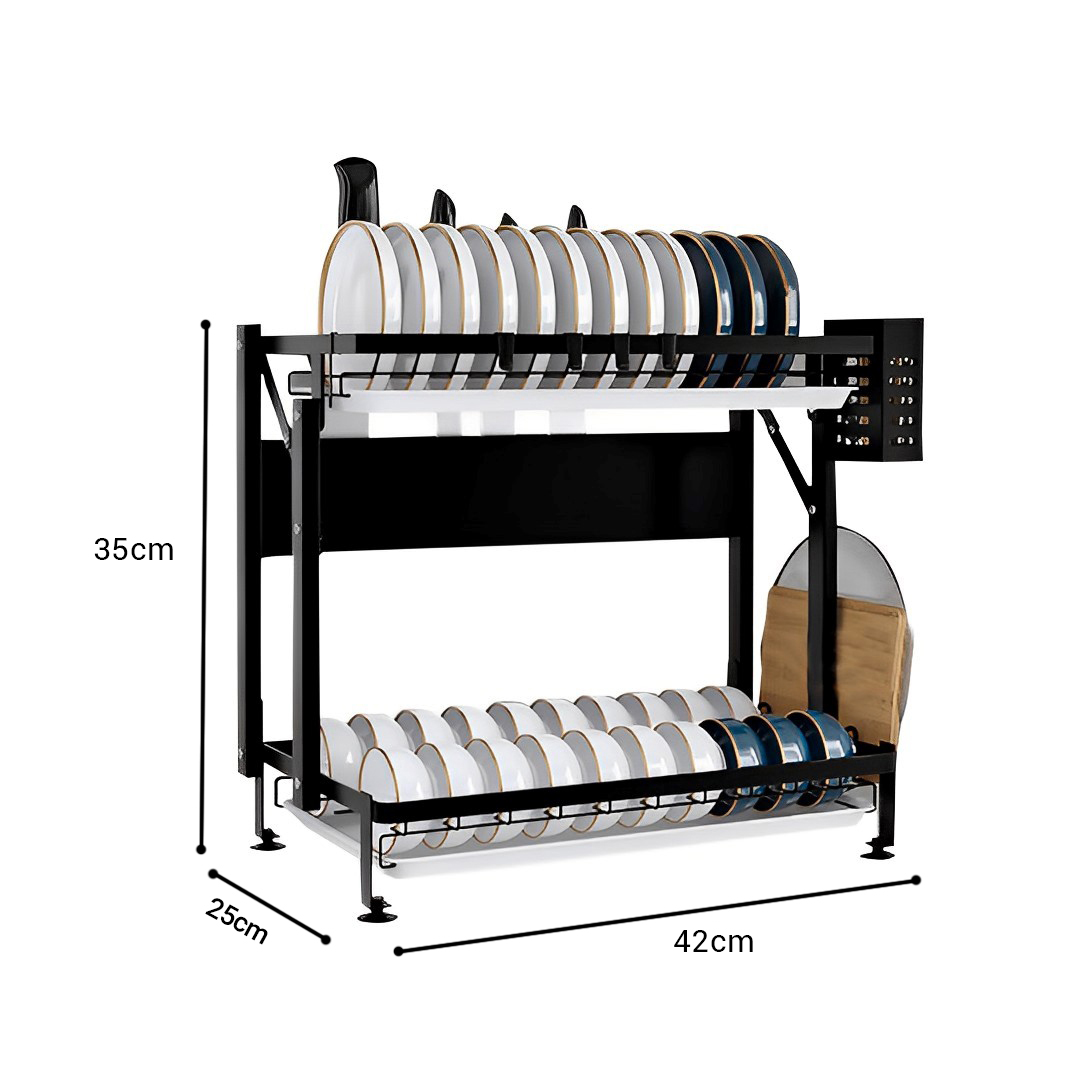 Soga 2 Tier Steel Black Kitchen Countertop Drying Dish Rack Plate Cutlery Cutting Board Holder Dish Drainer Kitchen Organiser, Garden, Tools &Amp; Hardware, Garage Storage &Amp; Organisation, Utility Shelves, , ,  - Nz Depot 5