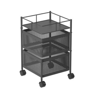 SOGA 2 Tier Steel Square Rotating Kitchen Cart Multi-Functional Shelves Portable Storage Organizer with Wheels, Garden, Tools & Hardware, Garage Storage & Organisation, Utility Shelves, , ,  - NZ DEPOT 1