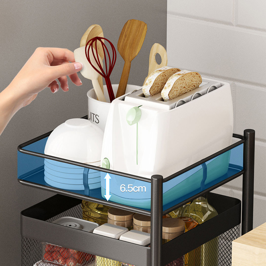 Soga 2 Tier Steel Square Rotating Kitchen Cart Multi-Functional Shelves Portable Storage Organizer With Wheels, Garden, Tools &Amp; Hardware, Garage Storage &Amp; Organisation, Utility Shelves, , ,  - Nz Depot 6