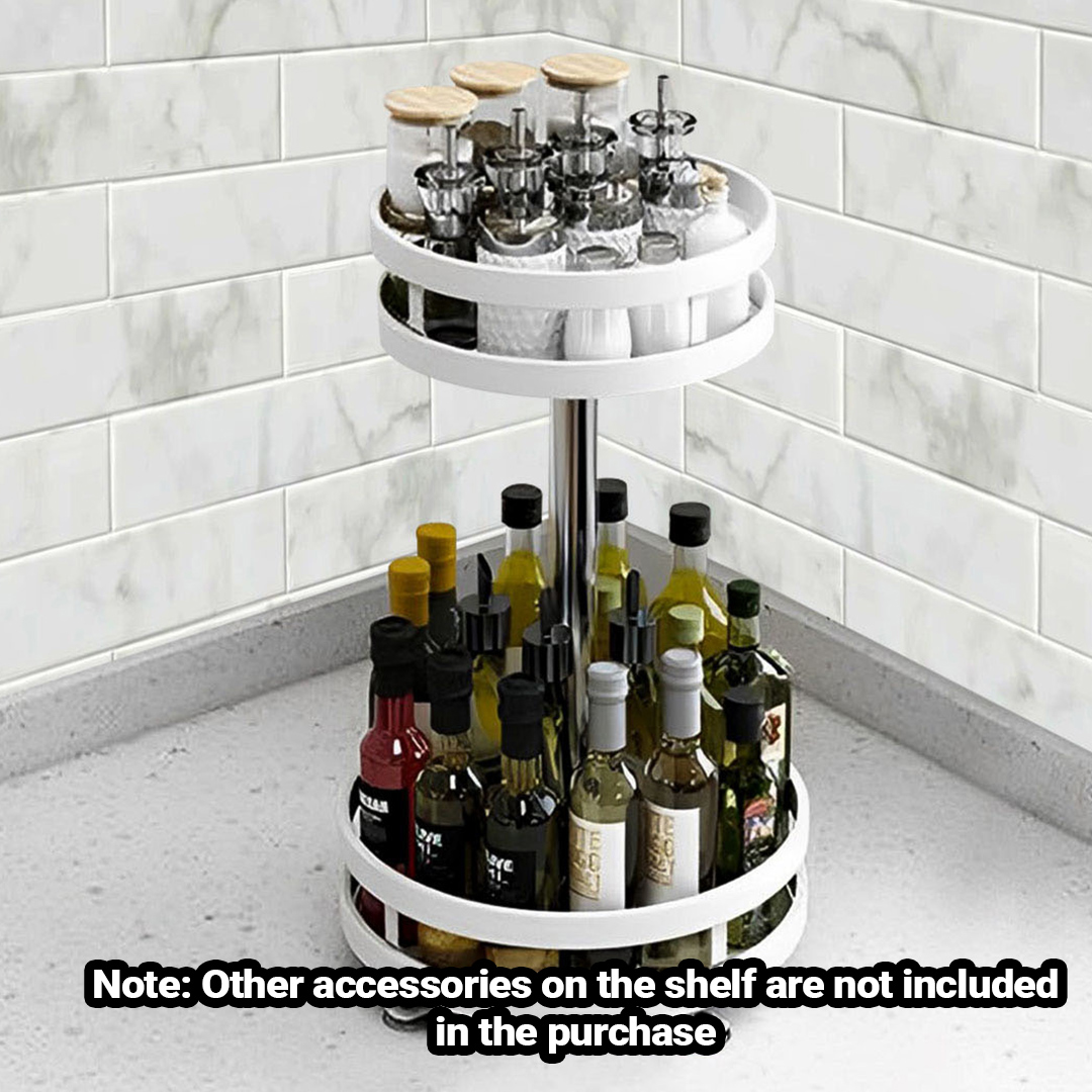 Soga 2 Tier Steel White Round Rotating Multi-Function Kitchen Portable Storage Spice Seasoning Kitchen Countertop Organiser Shelf, Garden, Tools &Amp; Hardware, Garage Storage &Amp; Organisation, Utility Shelves, , ,  - Nz Depot 2