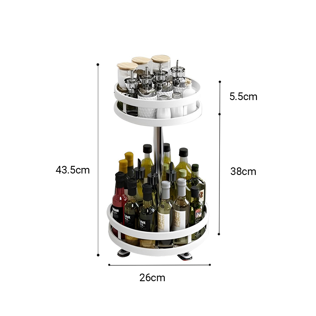 Soga 2 Tier Steel White Round Rotating Multi-Function Kitchen Portable Storage Spice Seasoning Kitchen Countertop Organiser Shelf, Garden, Tools &Amp; Hardware, Garage Storage &Amp; Organisation, Utility Shelves, , ,  - Nz Depot 4