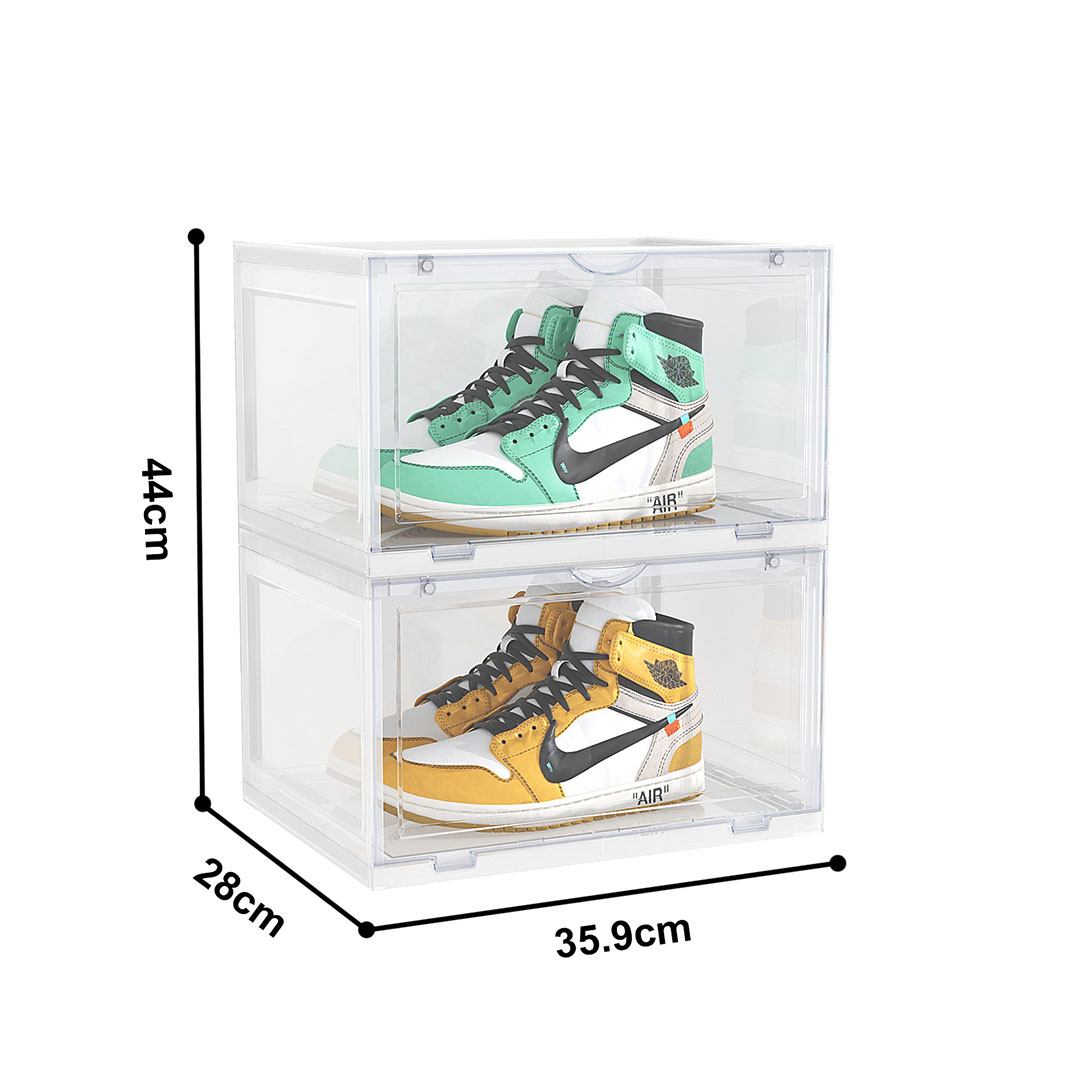 Soga 2 Tier Transparent Portable Shoe Organiser Sneaker Footwear Folding Plastic Bin Stackable Storage Box With Magnetic Door, Furniture, Storage &Amp; Shelving, Shoe Storage, , ,  - Nz Depot 4