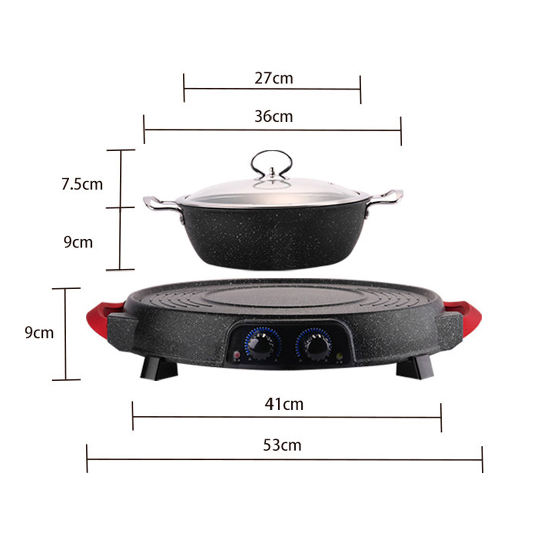 Soga 2 In 1 Electric Stone Coated Grill Plate Steamboat Two Division Hotpot, Home &Amp; Living, Kitchen &Amp; Dining, Cookware, Griddles &Amp; Grill Pans, ,  - Nz Depot 4