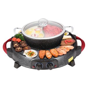 SOGA 2 in 1 Electric Stone Coated Grill Plate Steamboat Two Division Hotpot, Home & Living, Kitchen & Dining, Cookware, Griddles & Grill Pans, ,  - NZ DEPOT 1