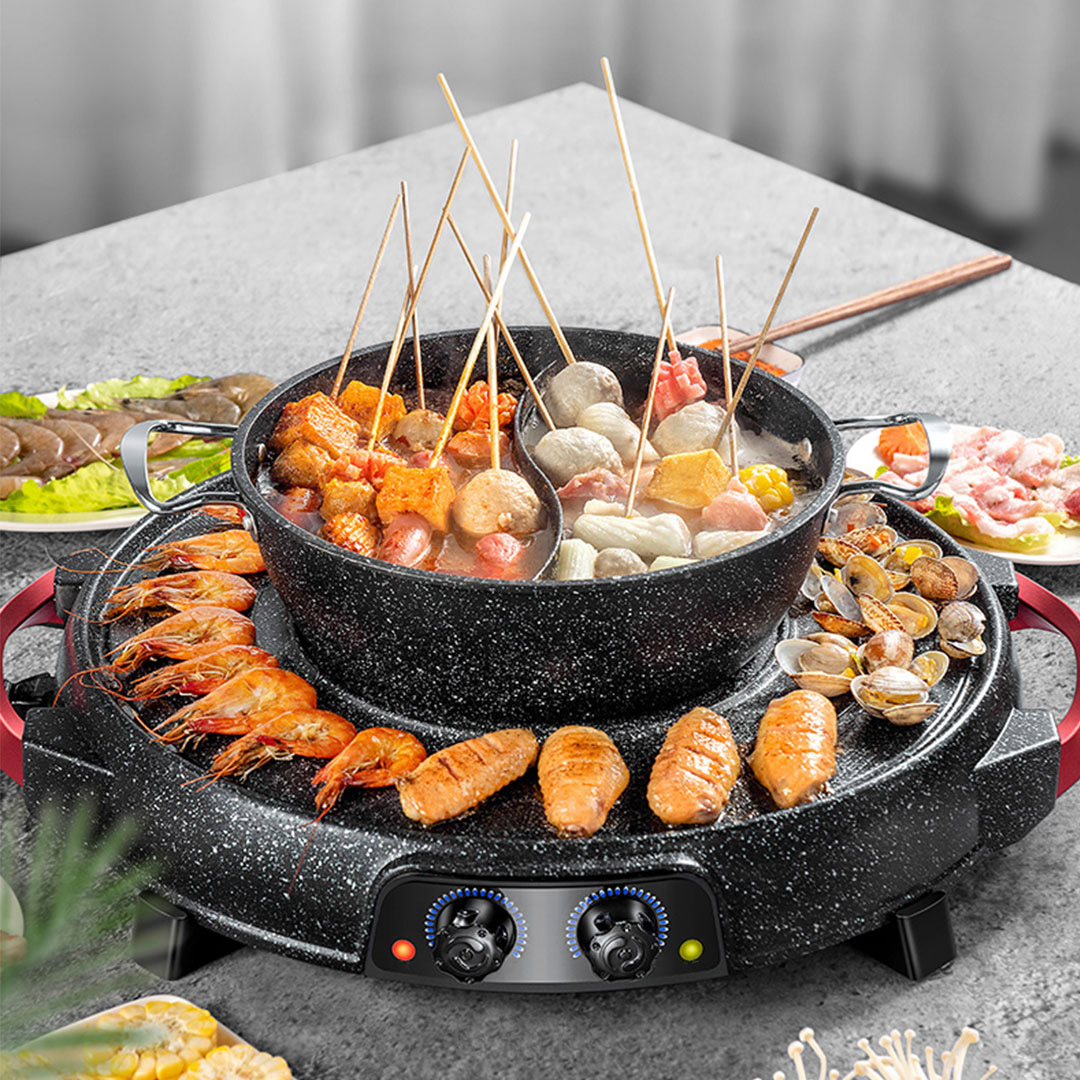 Soga 2 In 1 Electric Stone Coated Grill Plate Steamboat Two Division Hotpot, Home &Amp; Living, Kitchen &Amp; Dining, Cookware, Griddles &Amp; Grill Pans, ,  - Nz Depot 5